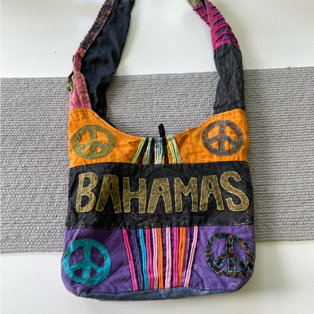 Vintage Multicolored Patchwork Crossbody Tote Shoulder Bag Bahamas
